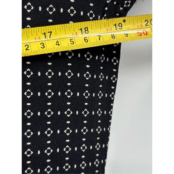 Talbots Silk Top Blouse Women Size 12 Large Black Sheer Geometric Ruffle Collar - Picture 9 of 12